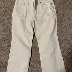 J. Crew Off-White Mid-Rise Flare Crop Jeans